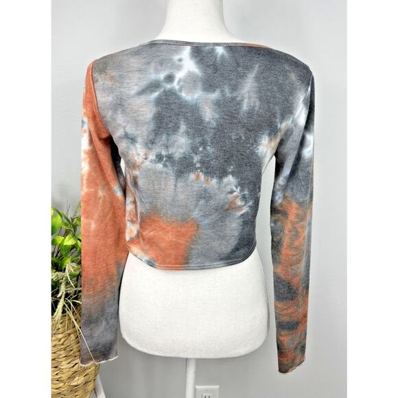 Rock & Rose Couture Rust Tie Dye Colored Womans Small Long Sleeve Crop Top - Picture 4 of 8